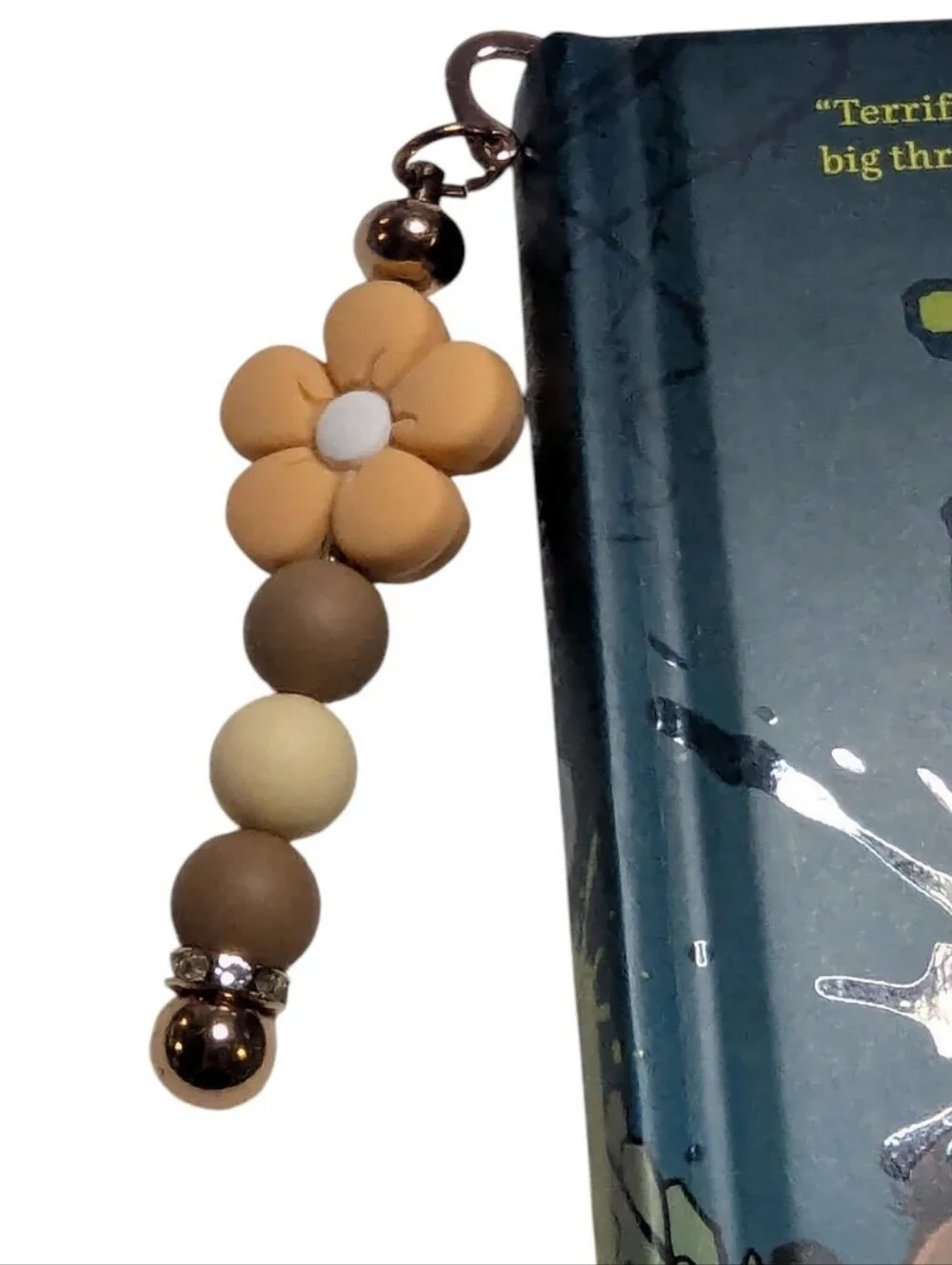Handcrafted Bookmark Flower Bead Rhinestones NEW